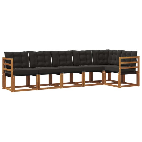 vidaXL Ensemble de canapés d'extérieur 6 Pièces Naturel et Noir