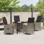 vidaXL Ensemble de salle à manger pour jardin 5 Pièces Gris Poly rotin