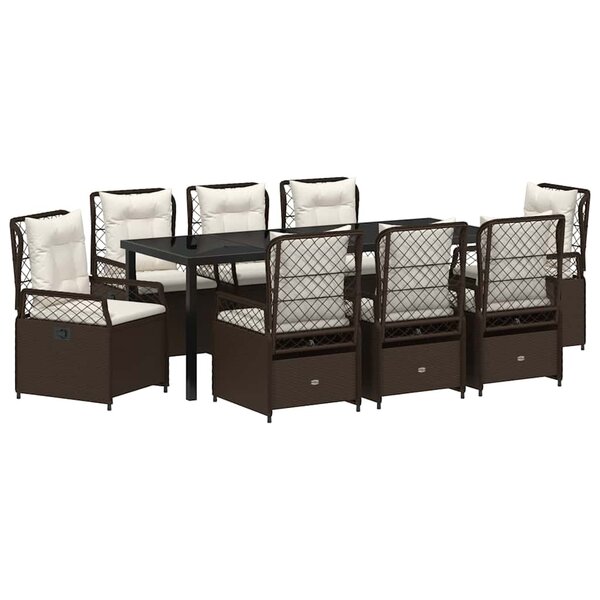 vidaXL Ensemble de salle à manger pour jardin 9 pc Marron polyrotin