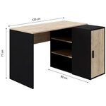 Bureau Indus - chêne et noir - 1 Porte + 3 étageres - de rangement - 120 x 90 x 76 cm