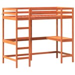 vidaXL Lit superposé avec bureau cire marron 100x200cm bois pin massif
