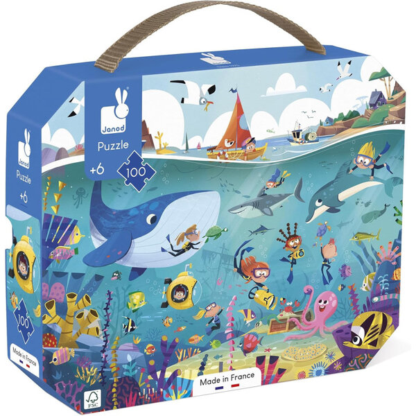 Puzzle - Les fonds marins - 100 pièces + poster - Dès 6 ans - Janod