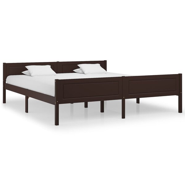 vidaXL Cadre de lit Bois de pin massif Marron foncé 180x200 cm