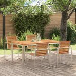 vidaXL Table à manger d'extérieur Marron Bois d'acacia massif