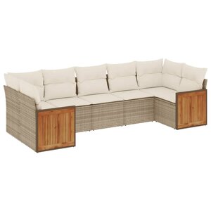 vidaXL Salon de jardin avec coussins 7 Pièces beige résine tressée