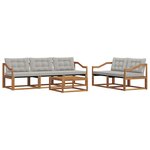 vidaXL Ensemble de canapés d'extérieur 6 Pièces Gris Naturel et Clair