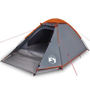 vidaXL Tente de camping à dôme 2 personnes gris et orange imperméable