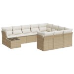 vidaXL Salon de jardin 11 Pièces avec coussins beige résine tressée