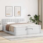 vidaXL Lit ottoman avec matelas & LED blanc pur 160x200cm similicuir