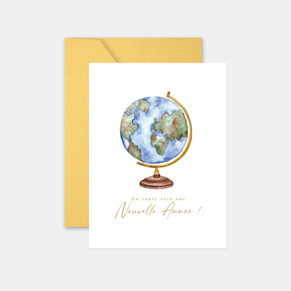 Lot de 5 cartes de voeux mappemonde