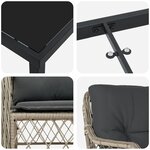vidaXL Ensemble de Salle à Manger de Jardin 7 Pièces avec Coussins Rattan Poly Gris Clair