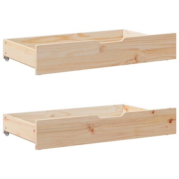vidaXL Tiroirs sous le lit avec roulettes 2 Pièces 90x55x17 cm pin massif