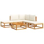 vidaXL Ensemble de canapés de jardin 6 pièces avec coussins en bois d'acacia et corde