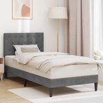 vidaXL Cadre de lit avec tête de lit Gris foncé 90 x 190 cm Velours