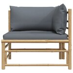 vidaXL Canapé d'angle de jardin avec coussins gris foncé Bambou