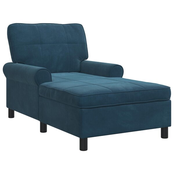vidaXL Chaise longue avec coussin Bleu 91 x 157 x 91 cm Velours