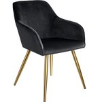 Lot de 6 chaises pieds doré siège de salon cuisine salle à manger design élégant velours noir 08_0000065