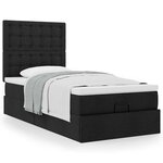 vidaXL Cadre de lit ottoman avec matelas noir 90x190 cm tissu