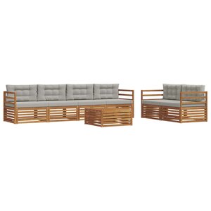 vidaXL Ensemble de canapés d'extérieur 7 pc Gris Naturel et Clair