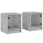 vidaXL Tables de chevet et portes vitrées 2 Pièces gris béton 35x37x42 cm