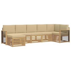 vidaXL Ensemble de canapés d'extérieur 7 Pièces Blanc et Beige