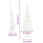 vidaXL Demi sapin de Noël artificiel mince avec support Blanc 150 cm