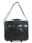 Pilot case Affaires en cuir - KATANA - 15 pouces - 3 compartiments - 2 roues -L41.0 x H35.0 x P18.0 cm- KA007-Noir