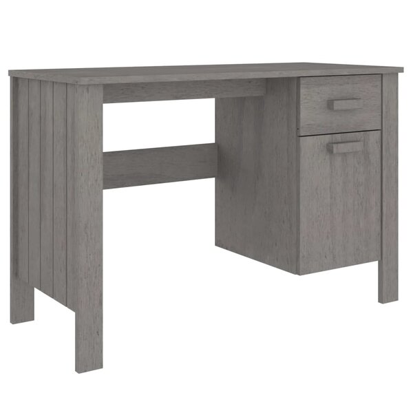 Bureau table poste de travail meuble d'ordinateur informatique étude HAMAR clair 113 x 50 x 75 cm bois massif de pin gris 02_0023853