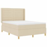 vidaXL Lit à ressorts avec bandes LED Crème 140 x 190 cm tissu