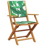 vidaXL Ensemble de bistro 3 Pièces motif de feuilles tissu et bois massif
