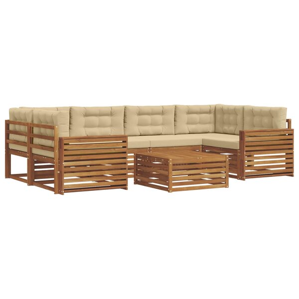 vidaXL Ensemble de canapés d'extérieur 7 Pièces Naturel et Beige