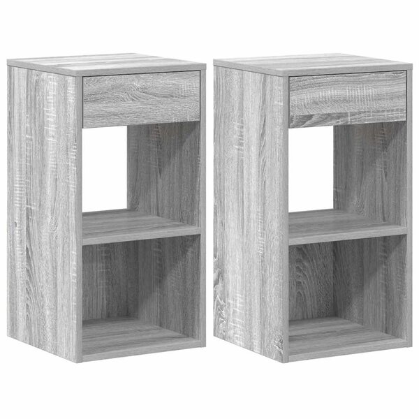 vidaXL Tables de chevet avec tiroir 2 Pièces sonoma gris 35x34x66 5 cm