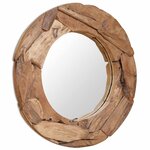 vidaXL Miroir décoratif Teck 80 cm Rond