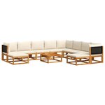 vidaXL Ensemble de canapés de jardin 11 pièces avec coussins en bois d'acacia et rotin