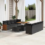 vidaXL Ensemble de canapé de jardin avec coussin 11 Pièces Noir