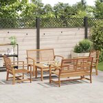 Ensemble de canapé de jardin 5 Pièces Naturel Bois de teck solide