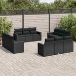 vidaXL Salon de jardin 12 Pièces avec coussins noir résine tressée