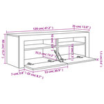 vidaXL Meuble TV avec lumières LED Chêne fumé 120x35x40 cm