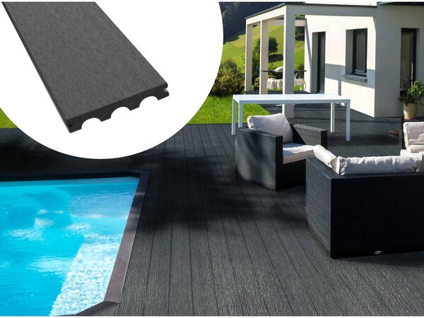 Pack 5 m² - Lames de terrasse composite pleines - Gris foncé