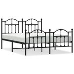 vidaXL Cadre de lit métal sans matelas avec pied de lit noir 150x200cm