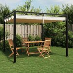vidaXL Tonnelle de jardin avec toit rétractable crème 3x3 m acier