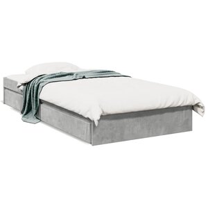 vidaXL Cadre de lit avec tiroirs sans matelas gris béton 90x190 cm