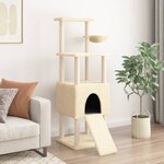 vidaXL Arbre à chat avec griffoirs en sisal Crème 153 cm
