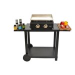 COOKINGBOX Chariot pour plancha avec tablettes rabattables - Acier - Noir