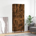 vidaXL Buffet haut Chêne fumé 69 5x34x180 cm Bois d'ingénierie