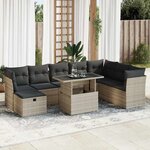 vidaXL Salon de jardin 9 Pièces avec coussins gris clair résine tressée