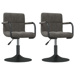 vidaXL Chaises pivotantes à manger lot de 2 gris foncé velours