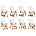 vidaXL Chaise de jardin 8 pc Marron et blanc Bois de teck massif