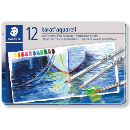 Boîte métal de 12 crayons de couleur aquarellables karat steadtler