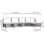 vidaXL Salon de jardin avec coussins 5 Pièces anthracite acier
